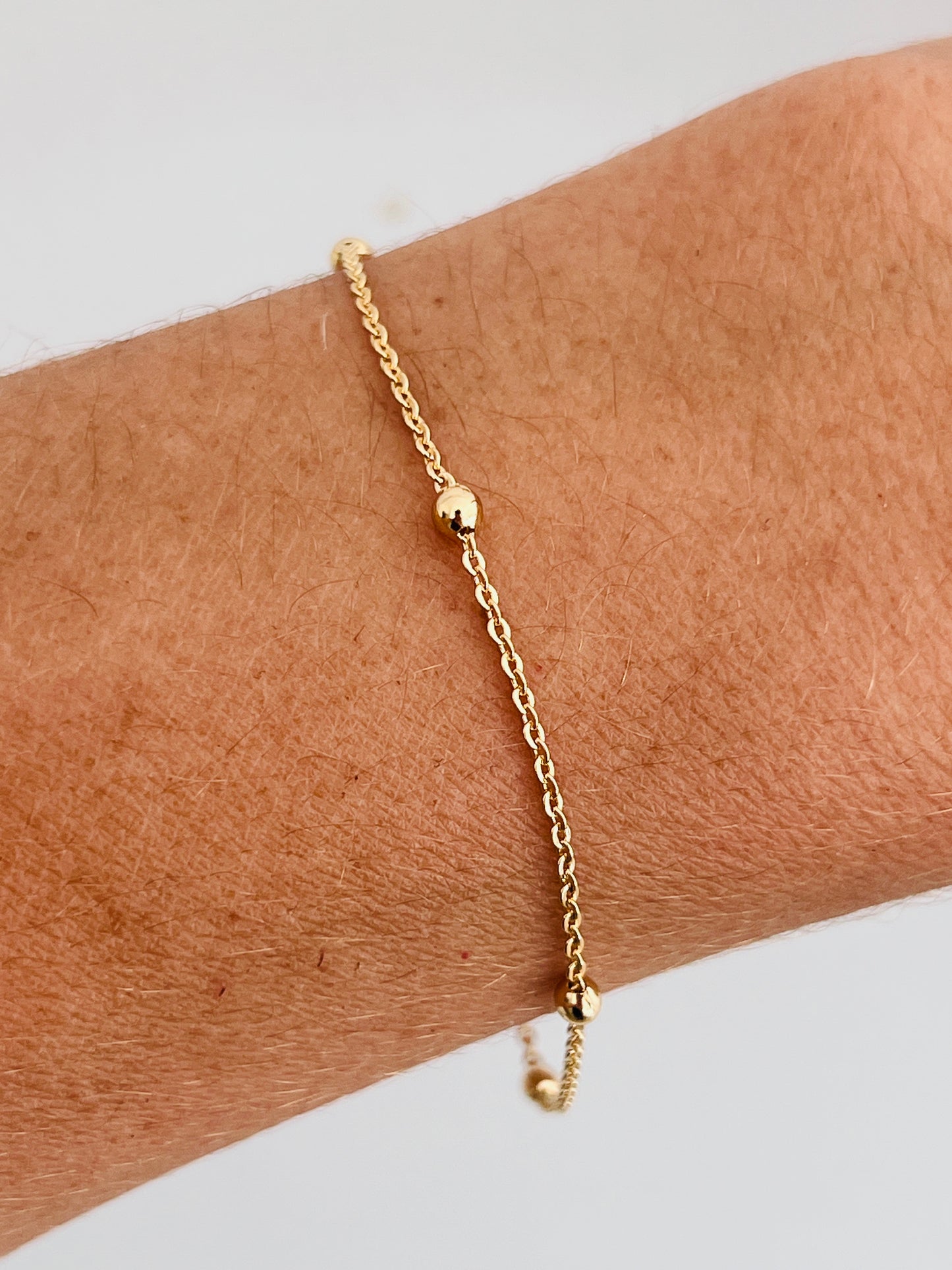Gold Filled Cable Ball Bracelet | Dainty 1mm, Multiple Sizes