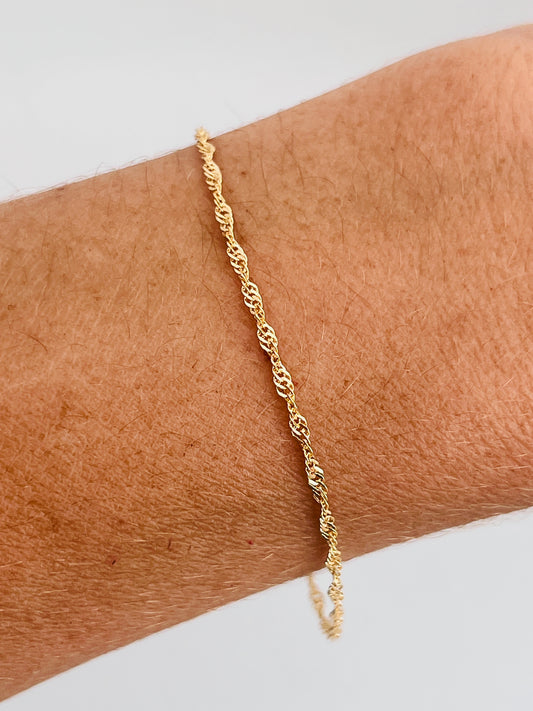 Gold Filled Singapore Bracelet | 1mm Twist | 6.5" or 7"