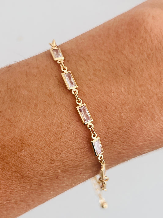 Gold Filled CZ Paperclip Bracelet | 7” + 2” Extender