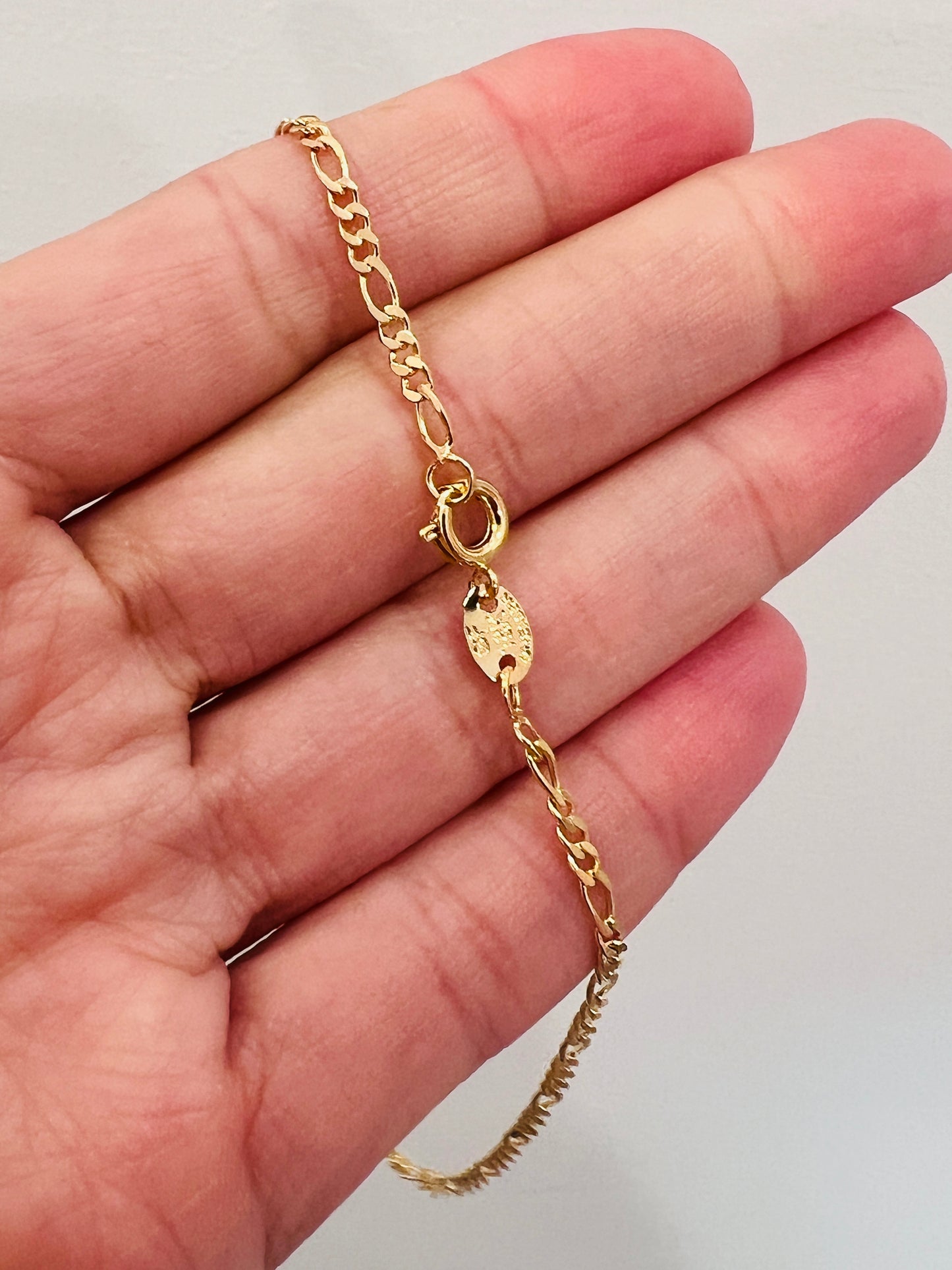 Gold Filled Figaro Bracelet | 2mm Dainty Chain | Waterproof