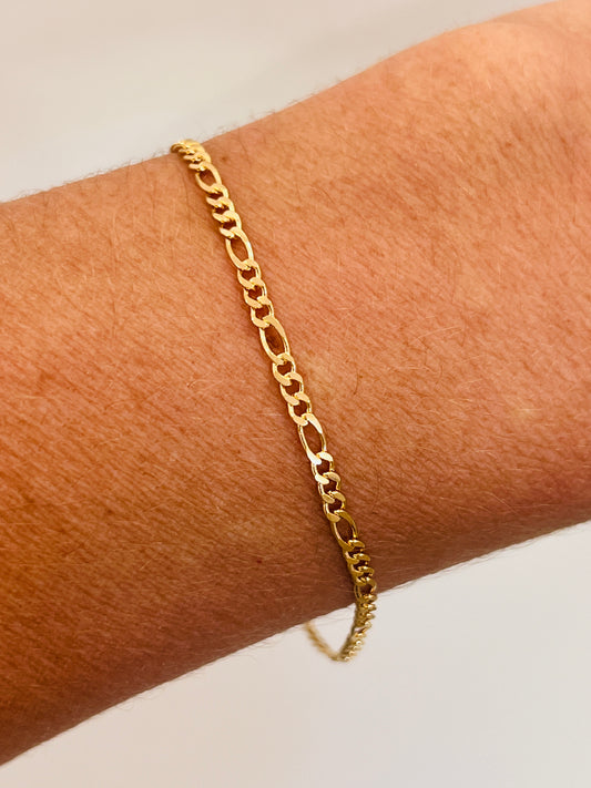 Gold Filled Figaro Bracelet | 2mm Dainty Chain | Waterproof
