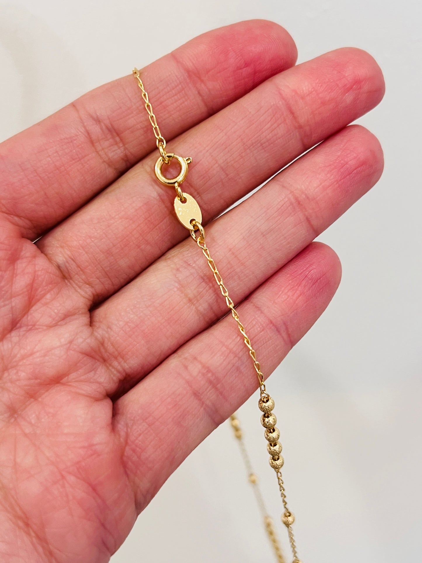 Gold Filled Stardust Rosary Necklace | 18" Our Lady of Guadalupe with Dainty Cross