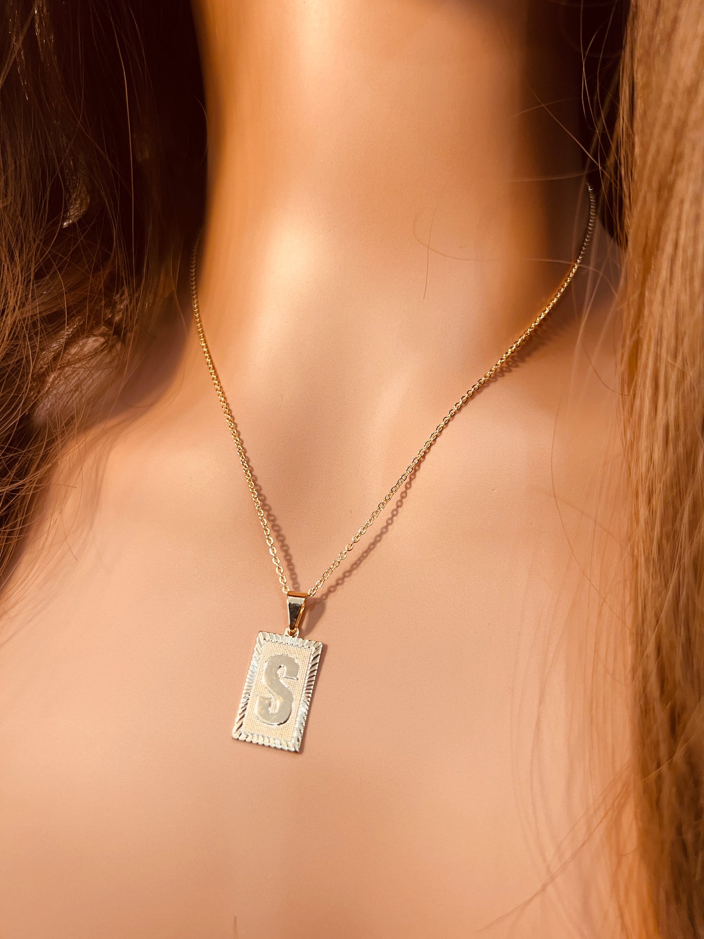 Gold Filled Block Initial Necklace | Personalized Letter Pendant