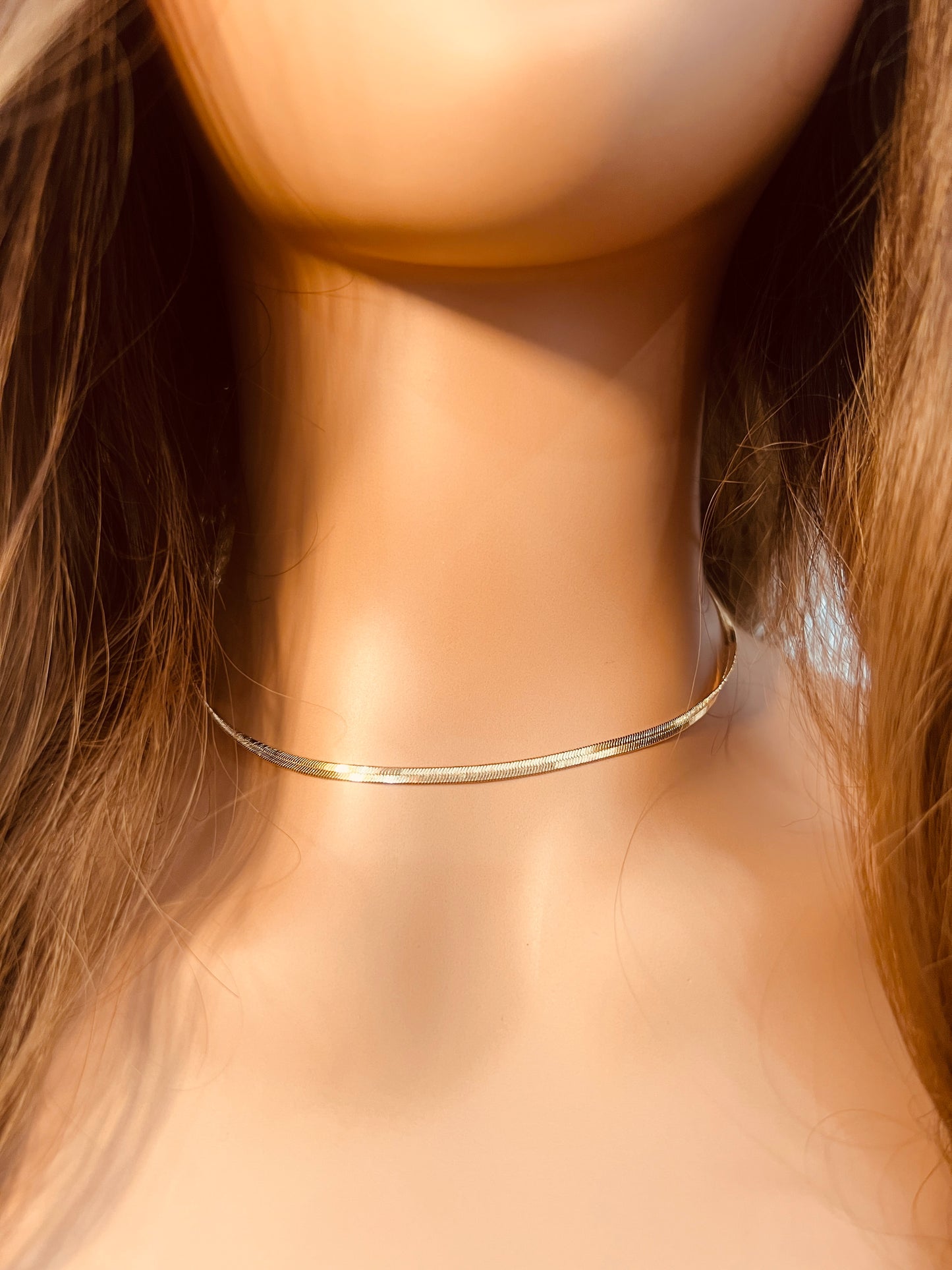 Gold Filled 3mm Herringbone Necklace | Sleek Flat Chain Necklace