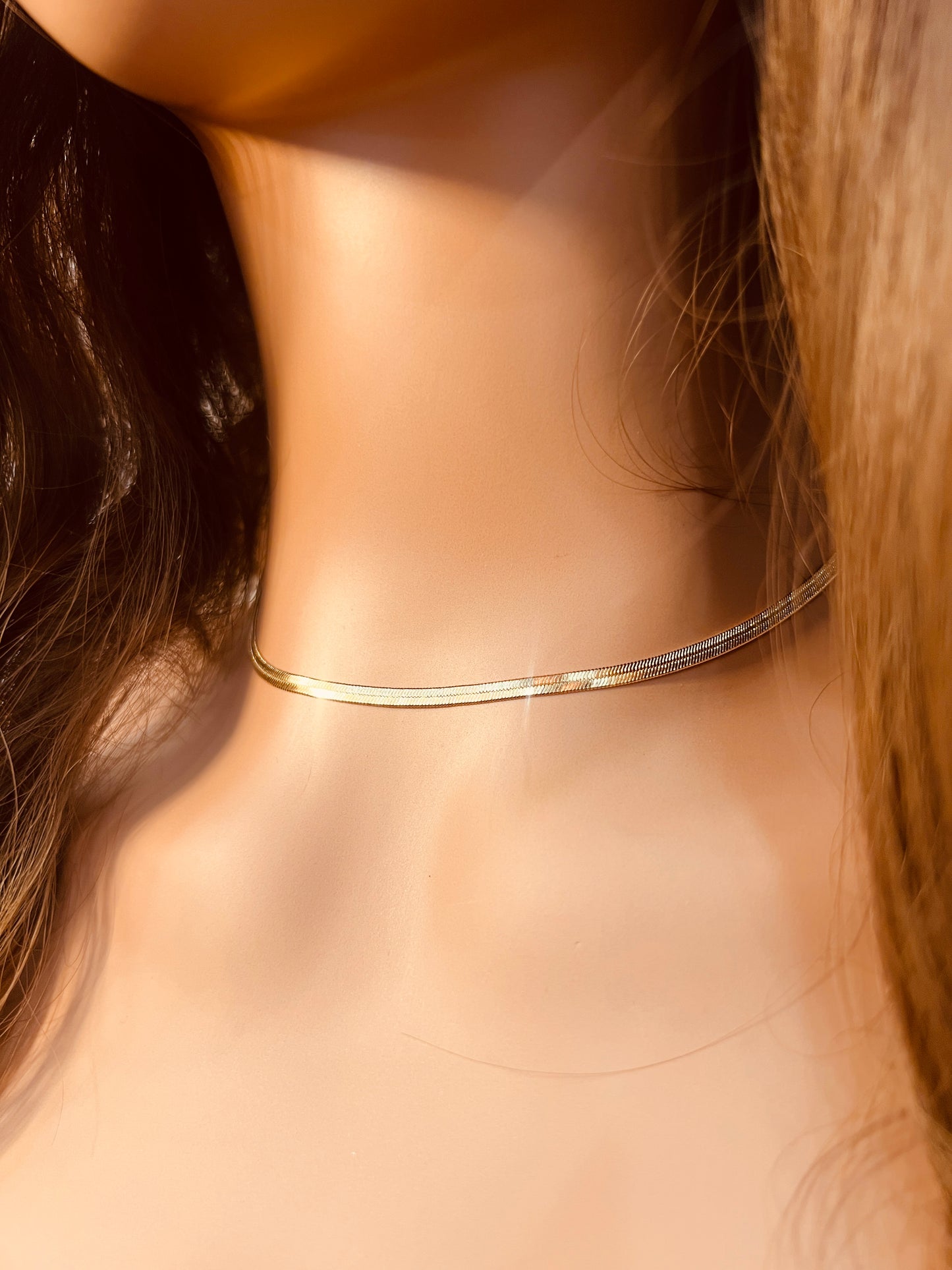 Gold Filled 3mm Herringbone Necklace | Sleek Flat Chain Necklace