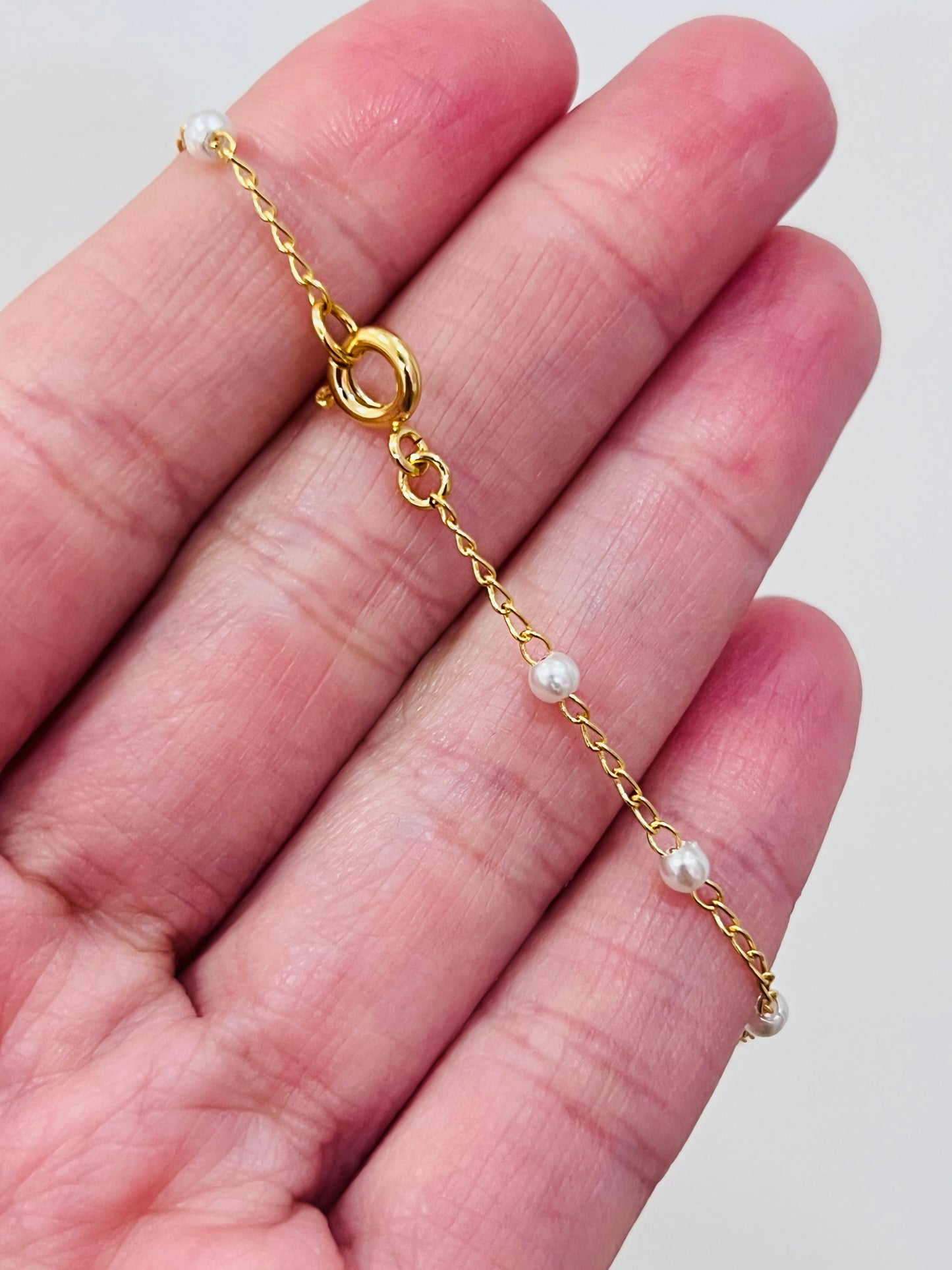 Gold Filled Virgin Mary Pearl Rosary Bracelet | Dainty Catholic Jewelry