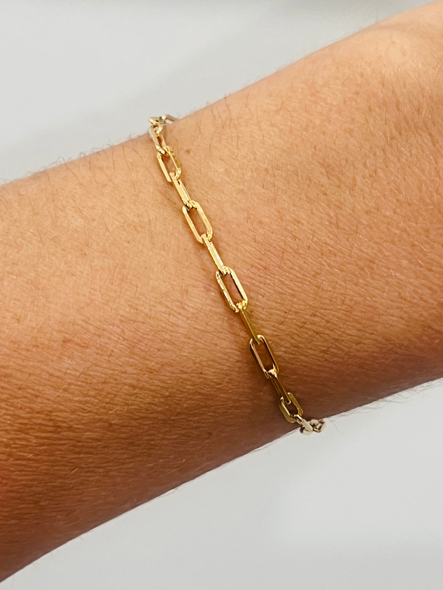 Gold Filled 2mm Paperclip Bracelet | Dainty 18K Gold Link Chain, 7"–7.5"