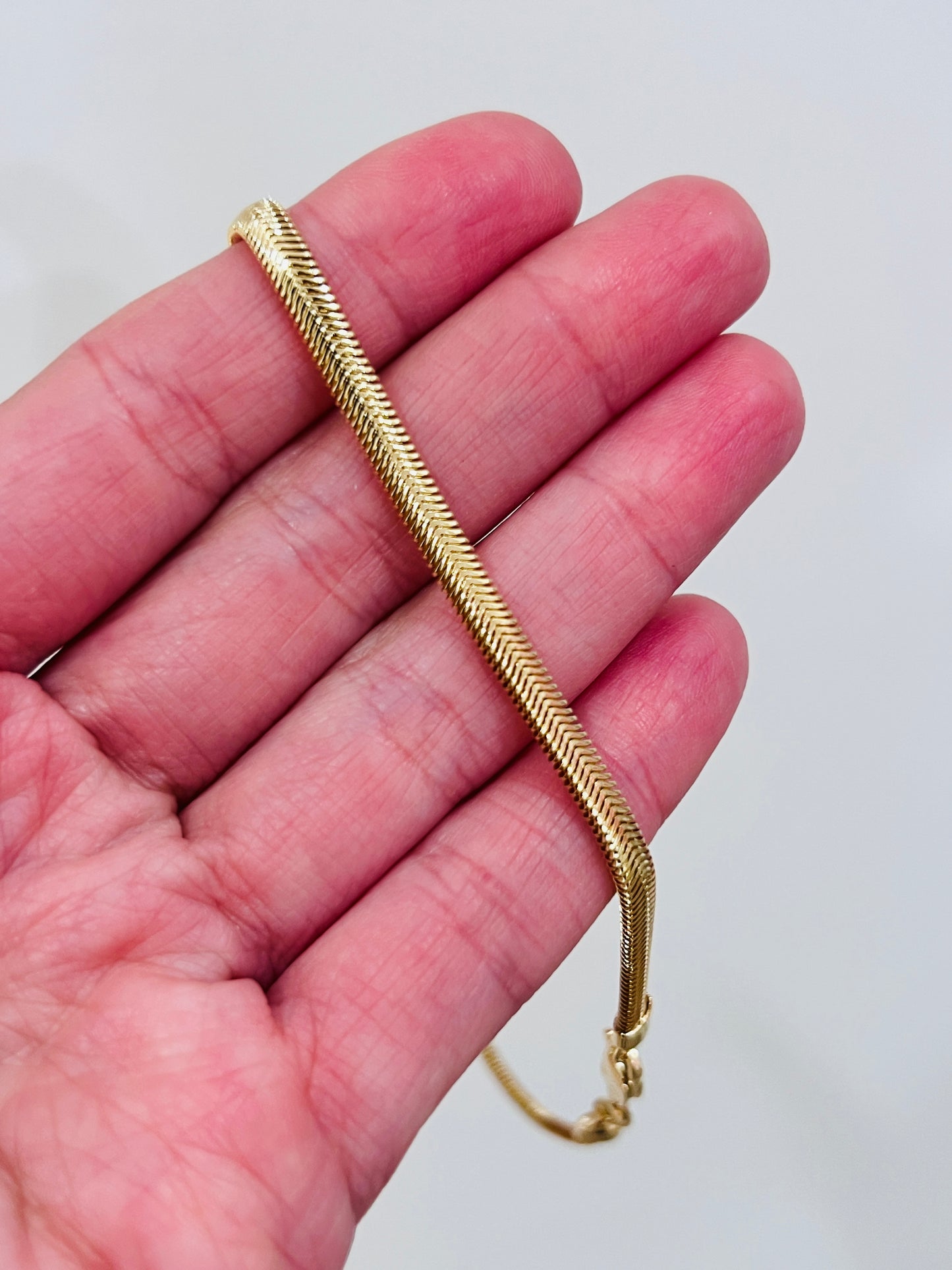 Gold Filled 4mm Magic Herringbone Anklet | Luxe Shine for Every Step
