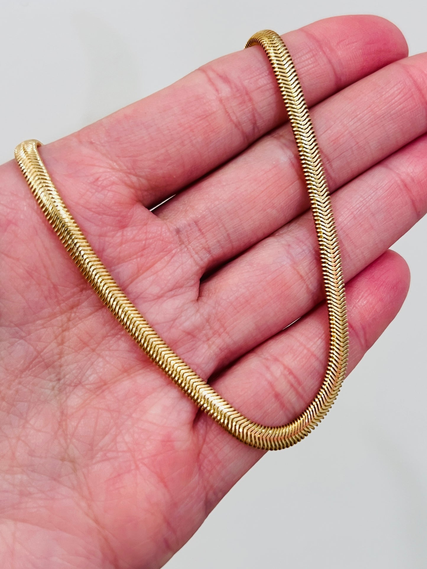 Gold Filled 4mm Magic Herringbone Anklet | Luxe Shine for Every Step