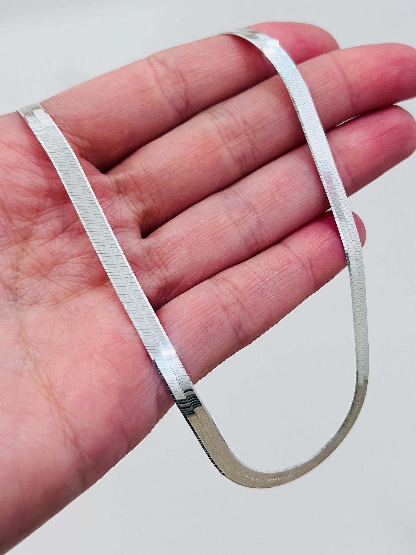 Sterling Silver 4mm Herringbone Necklace | Sleek Sophistication in 925 Silver