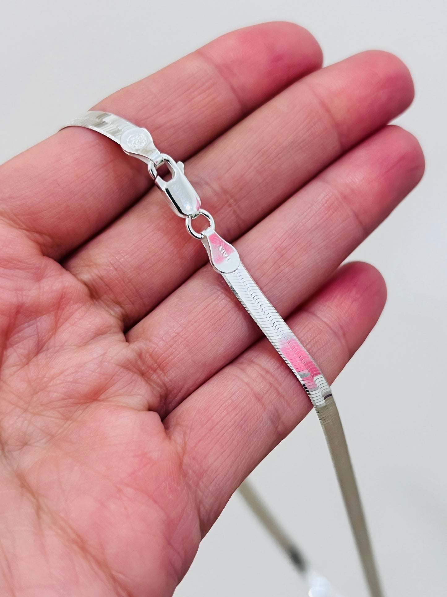Sterling Silver 4mm Herringbone Necklace | Sleek Sophistication in 925 Silver