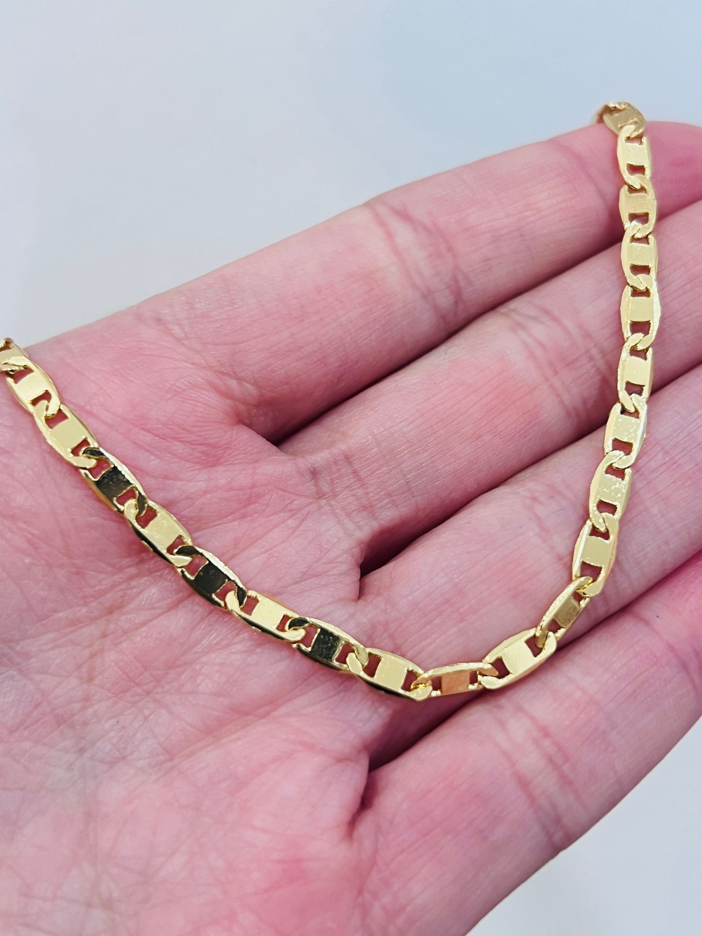 Gold Filled 3mm Mariner Link Bracelet | 18K Gold-Filled Chain Bracelet – 7"