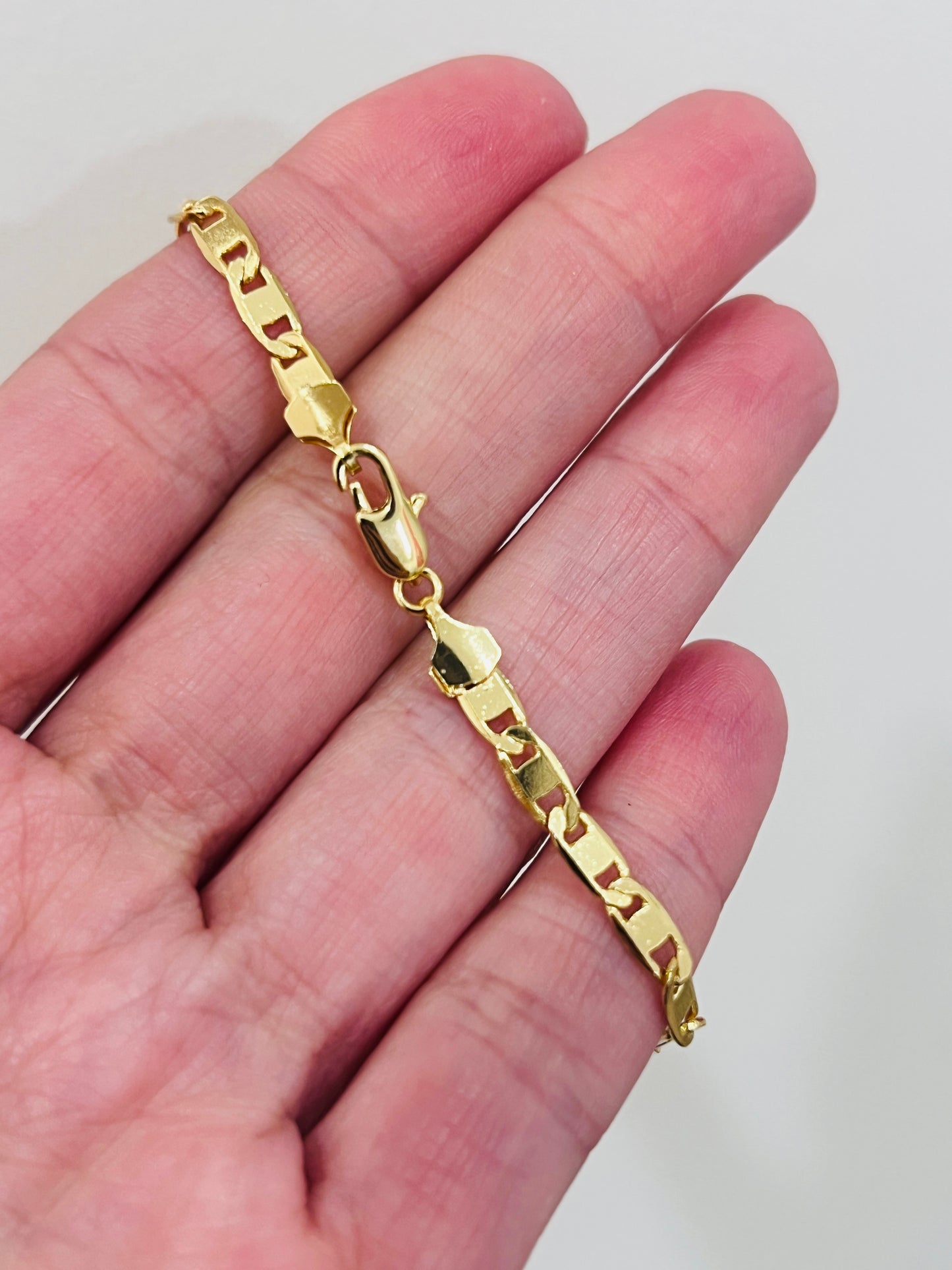 Gold Filled 3mm Mariner Link Bracelet | 18K Gold-Filled Chain Bracelet – 7"