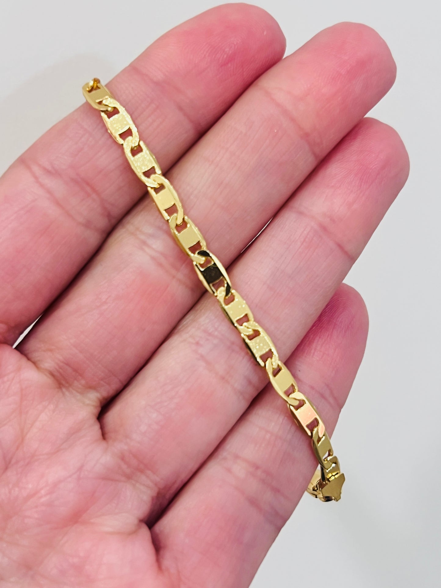 Gold Filled 3mm Mariner Link Bracelet | 18K Gold-Filled Chain Bracelet – 7"
