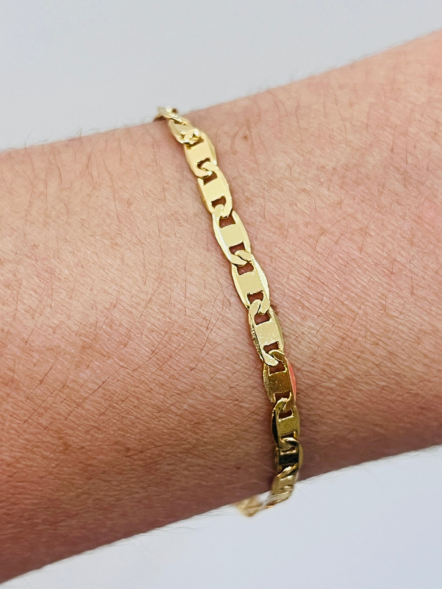 Gold Filled 3mm Mariner Link Bracelet | 18K Gold-Filled Chain Bracelet – 7"