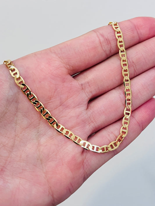 Gold Filled 3mm Mariner Link Anklet | 18K Gold-Filled Nautical Chain – 9.75"