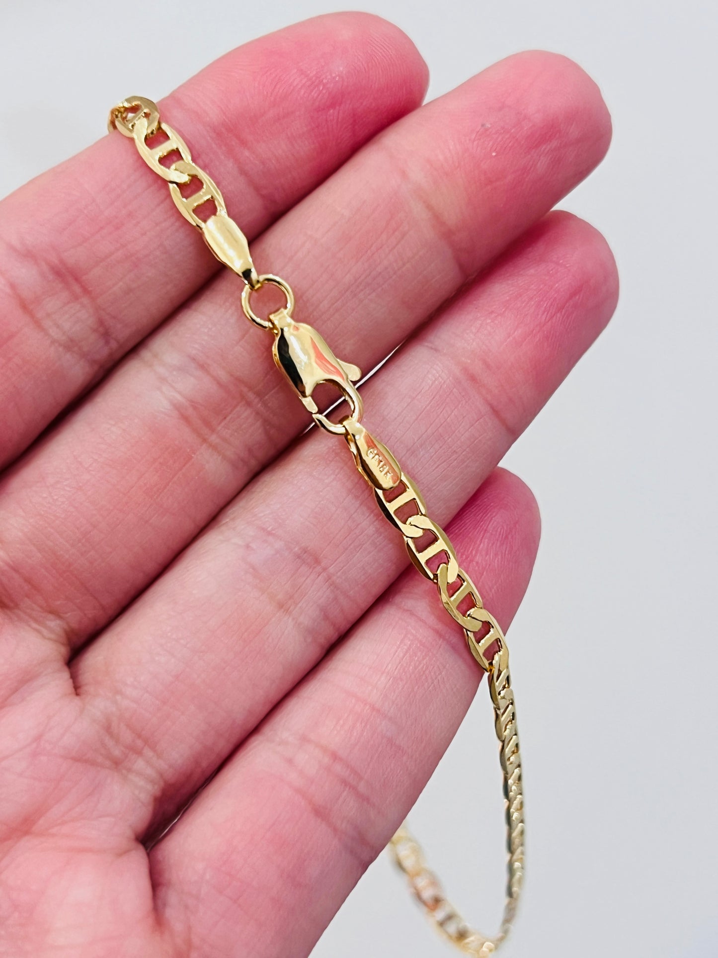 Gold Filled 3mm Mariner Link Anklet | 18K Gold-Filled Nautical Chain – 9.75"
