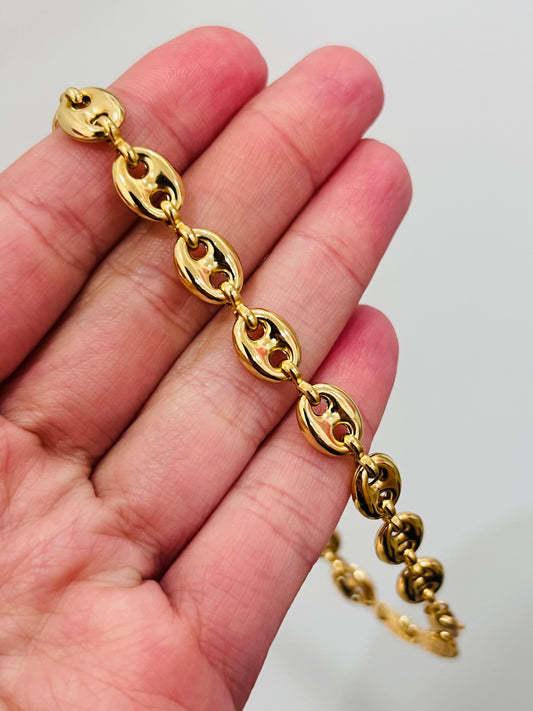 Gold Filled 7mm Puff Anklet | Bold 18K Gold Statement Anklet – 10" Length