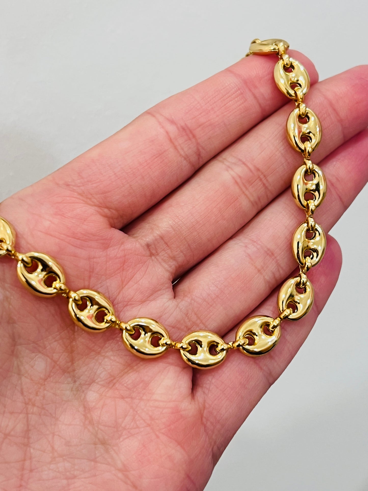 Gold Filled 7mm Puff Anklet | Bold 18K Gold Statement Anklet – 10" Length