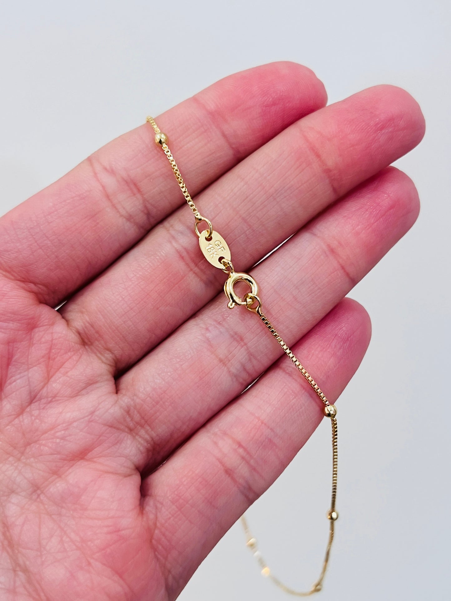 Gold Filled Box Ball Anklet | 10" 18K Gold Dainty Anklet with 2mm Beads