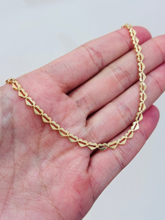 Gold Filled Heart Anklet | 10" Dainty 18K Gold Beaded Chain with Heart Accent