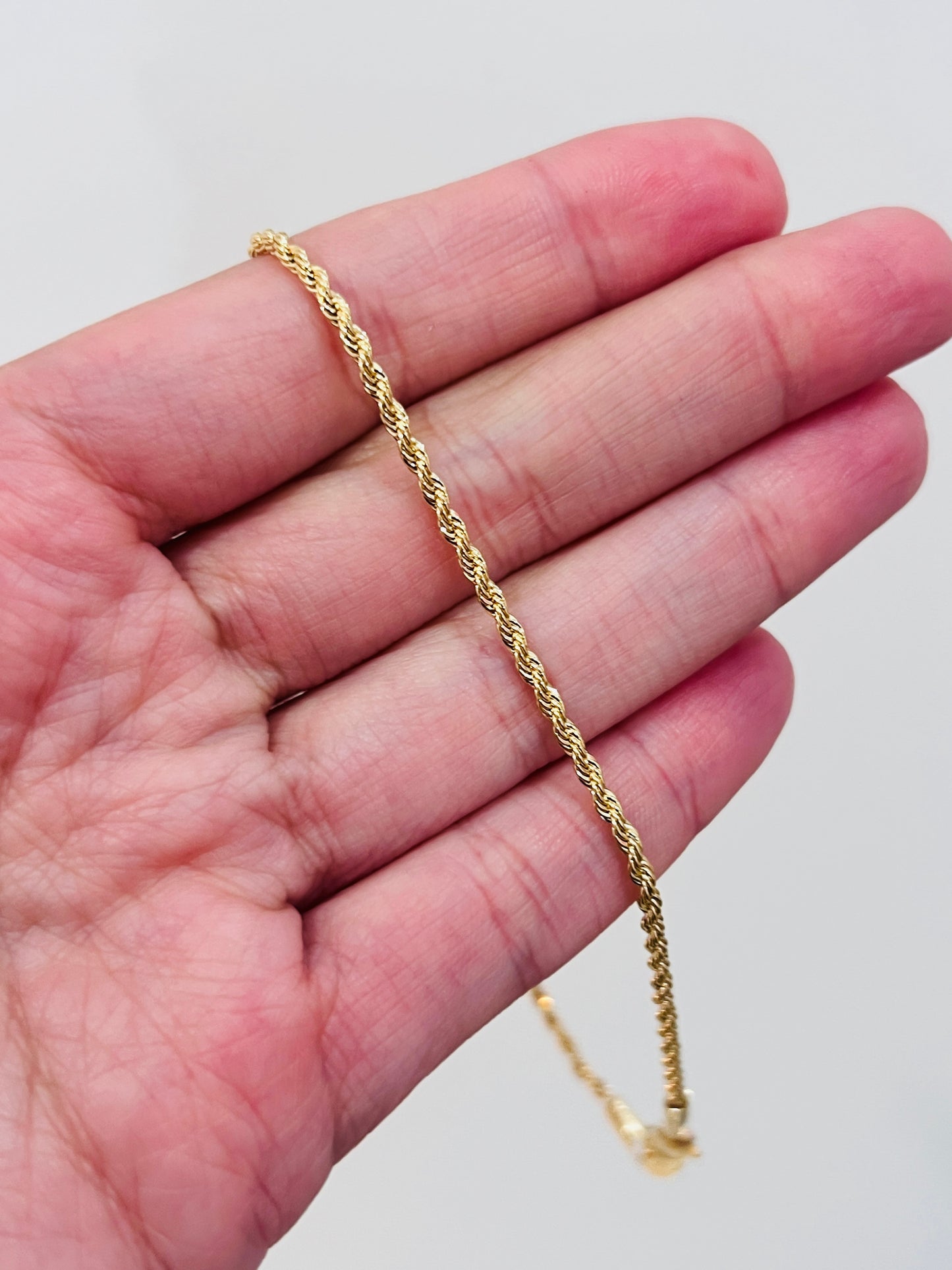 Gold Filled 1mm Rope Anklet | Dainty 18K Gold Chain for Everyday Wear