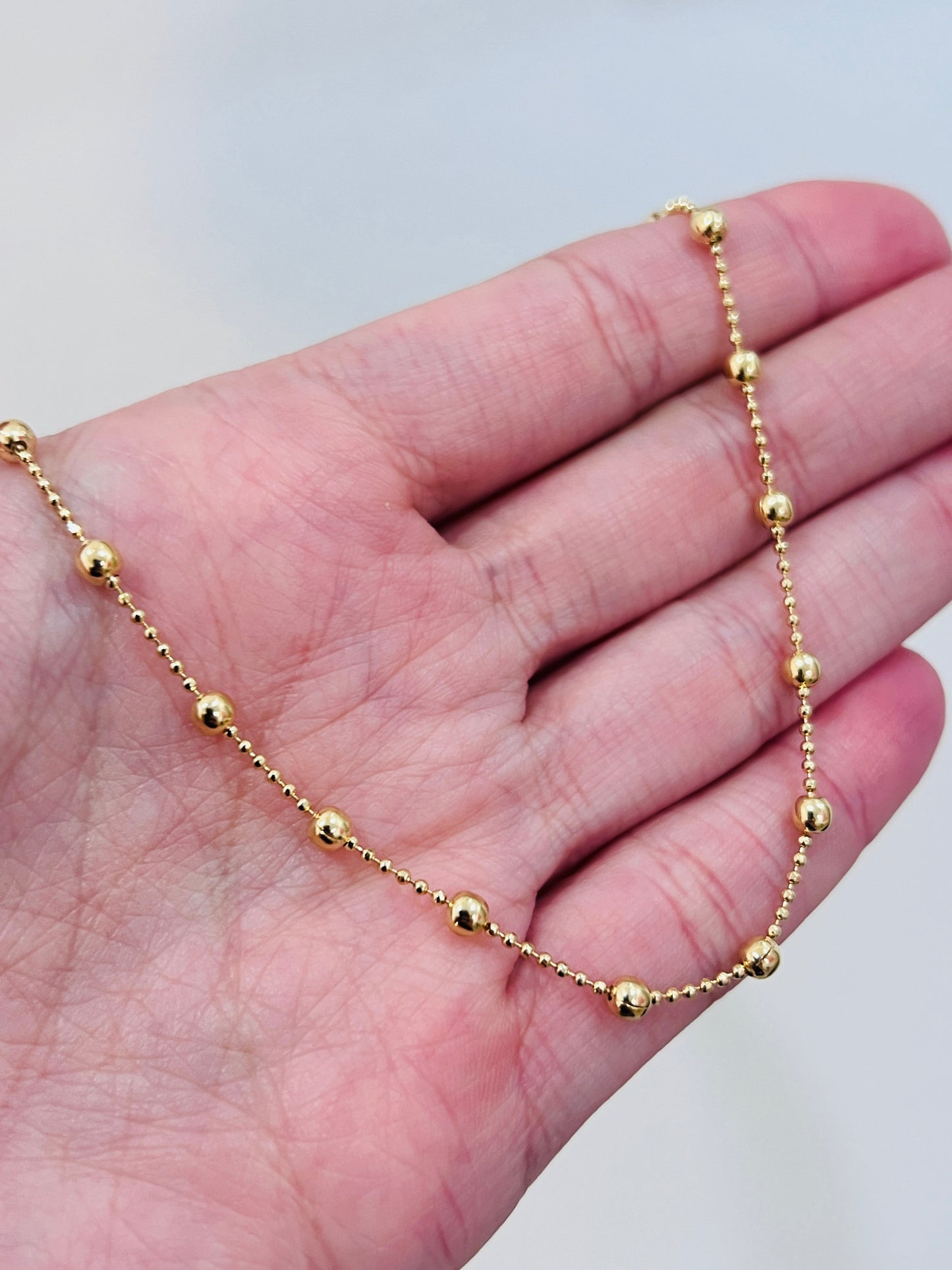 Gold Filled 2.5mm Ball Anklet | Classic 18K Gold Beaded Chain Anklet