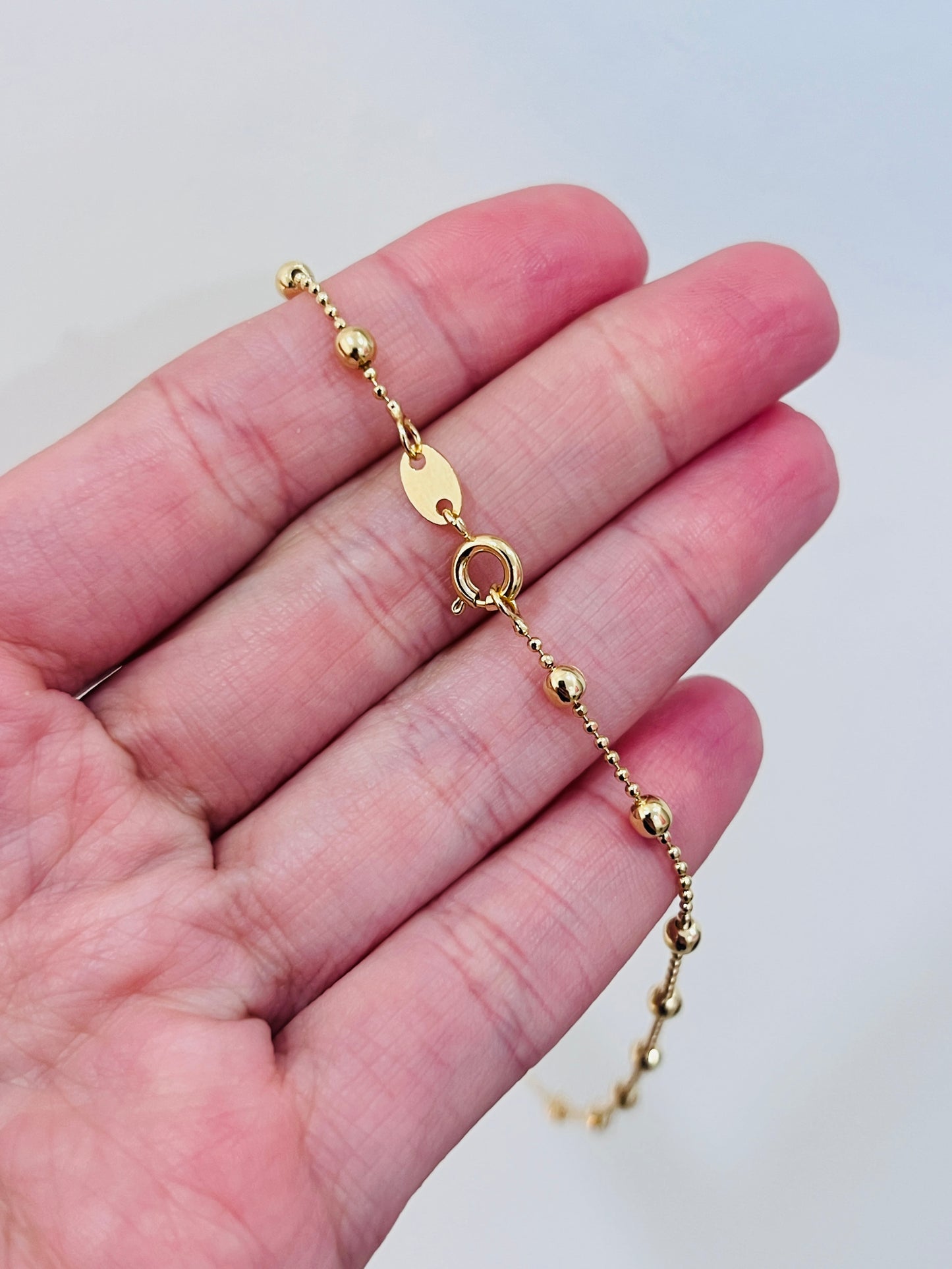 Gold Filled 2.5mm Ball Anklet | Classic 18K Gold Beaded Chain Anklet