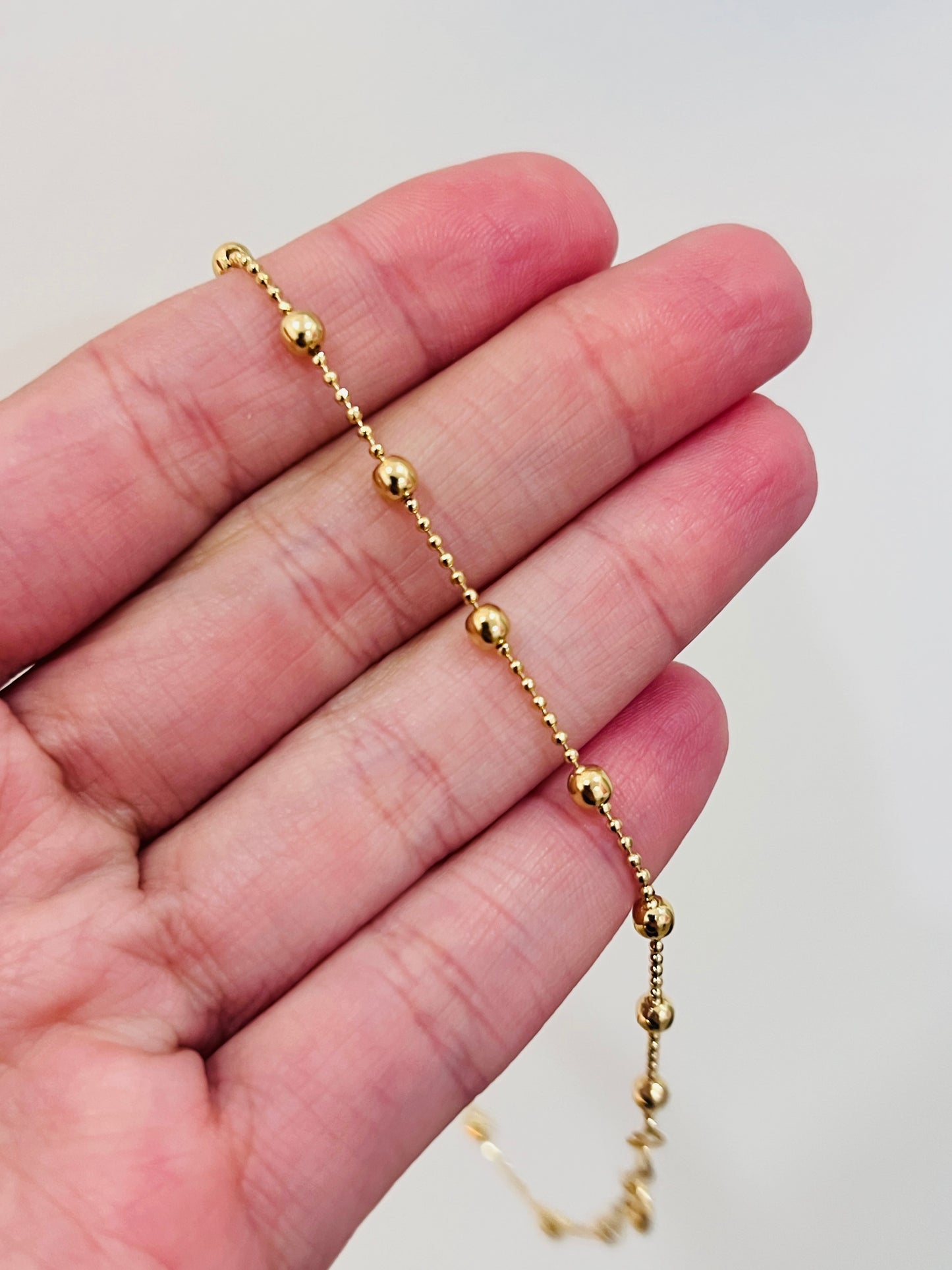 Gold Filled 2.5mm Ball Anklet | Classic 18K Gold Beaded Chain Anklet