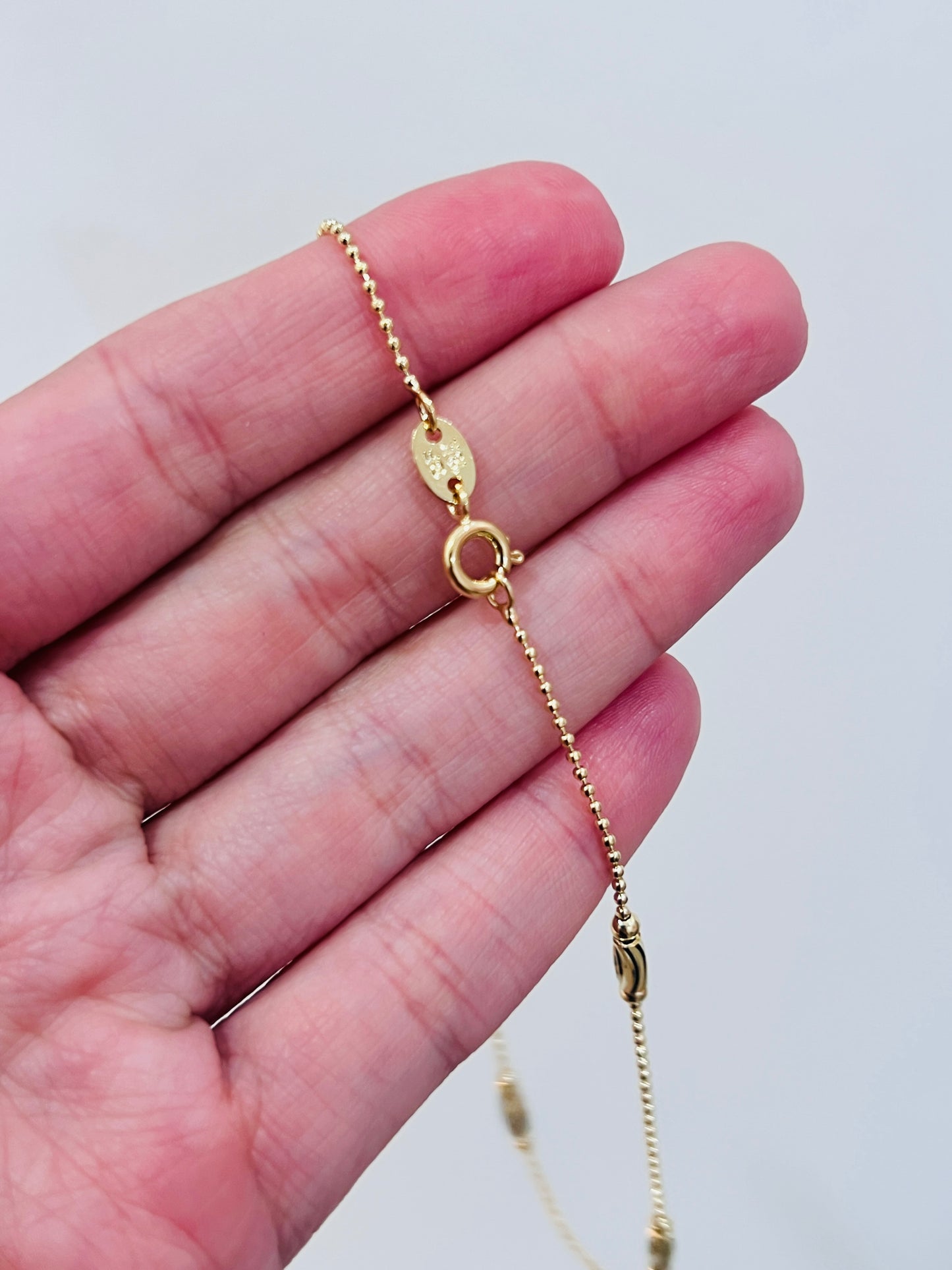 Gold Filled Beaded Bar Anklet | Dainty 18K Gold Bead Chain Ankle Bracelet