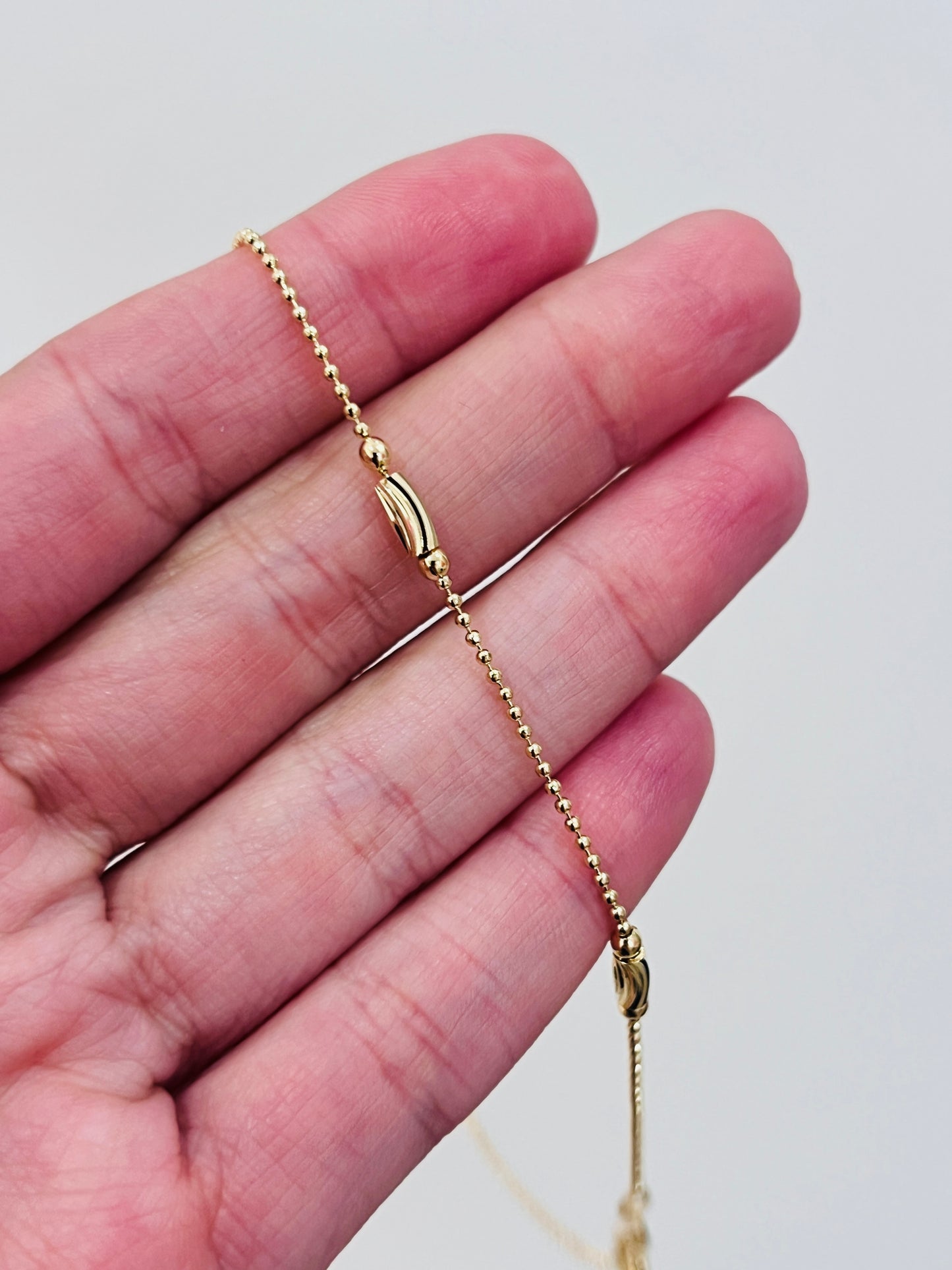 Gold Filled Beaded Bar Anklet | Dainty 18K Gold Bead Chain Ankle Bracelet