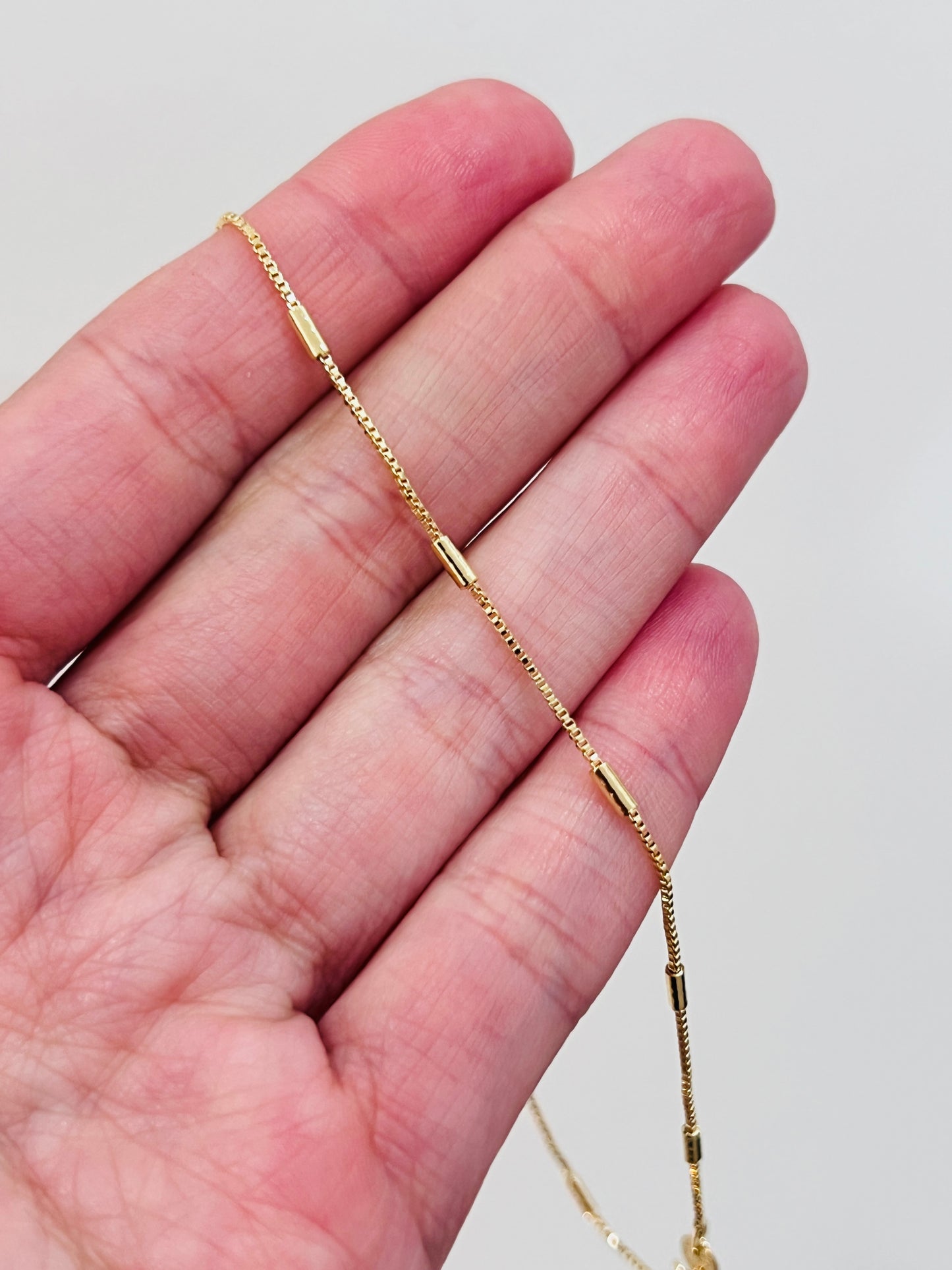 Gold Filled Box Bar Anklet | Dainty 18K Gold Ankle Bracelet