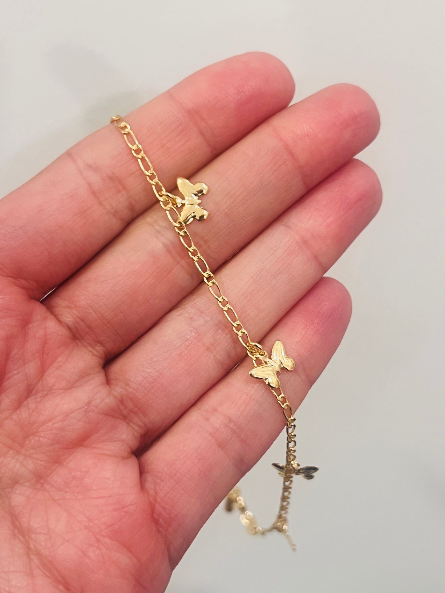 Gold Filled Butterfly Anklet | Dainty 18K Gold Ankle Bracelet