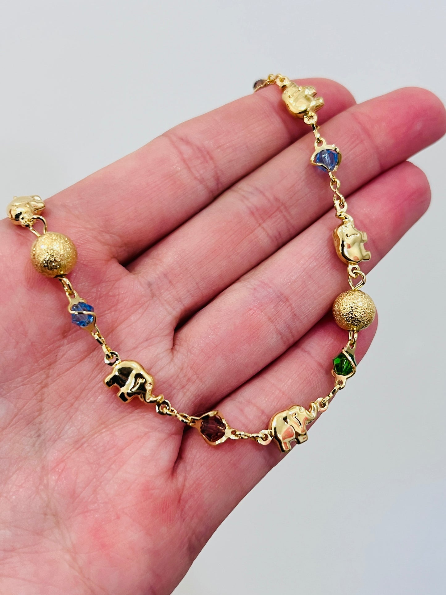 Gold Filled Elephant Anklet | 18K Lucky Charm Jewelry in 10" Size