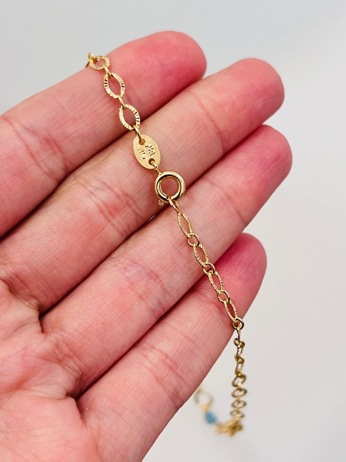 Gold Filled Evil Eye Anklet | 10" 18kt Dainty Protection Charm Chain