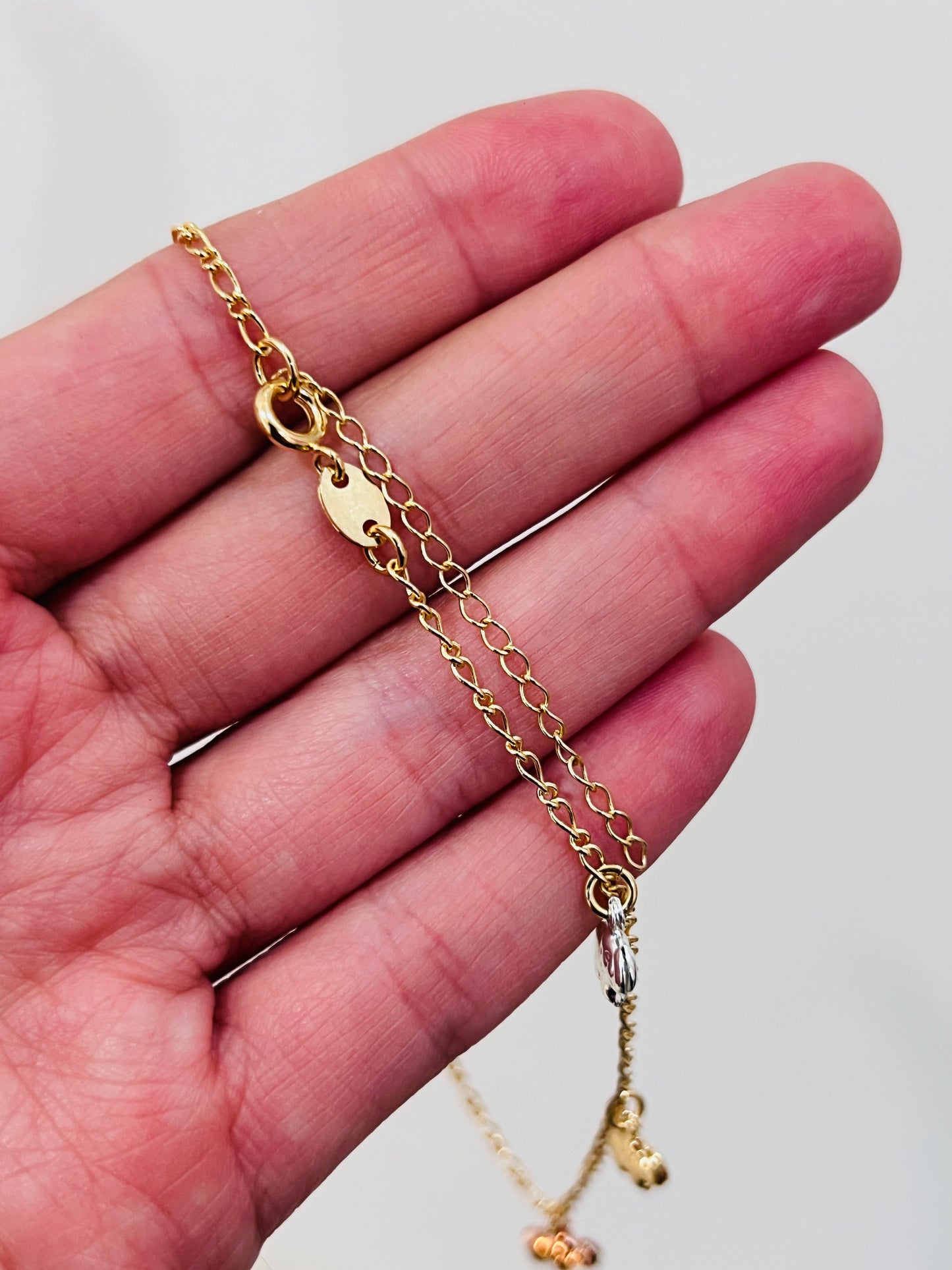 Gold Filled Dangling Elephant Anklet | 10" + 2" Adjustable 18kt Good Luck Charm Chain