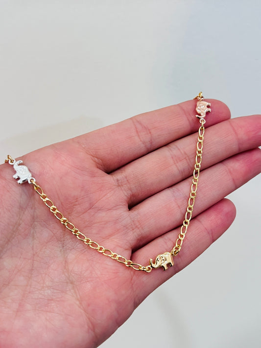 Gold Filled Elephant Anklet | 10" Dainty 18kt Good Luck Charm Chain