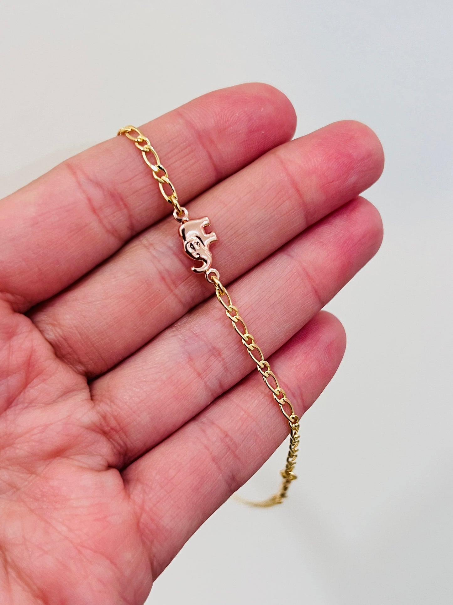 Gold Filled Elephant Anklet | 10" Dainty 18kt Good Luck Charm Chain