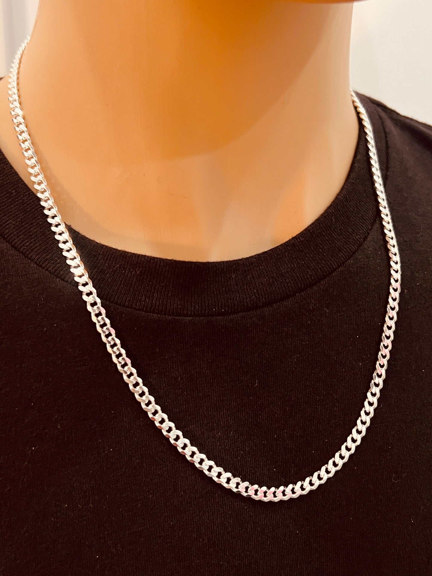 Sterling Silver Curb Chain | 3.5mm .925 Silver Necklace in 16"–24" Lengths