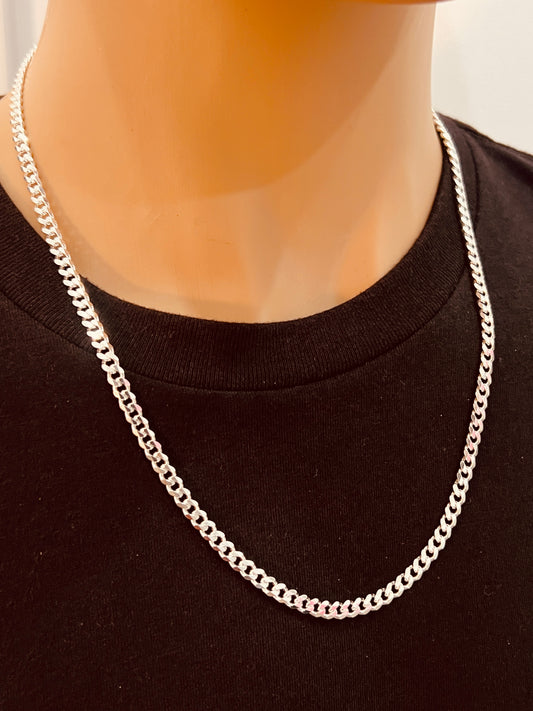 Sterling Silver Curb Chain | 3.5mm .925 Silver Necklace in 16"–24" Lengths