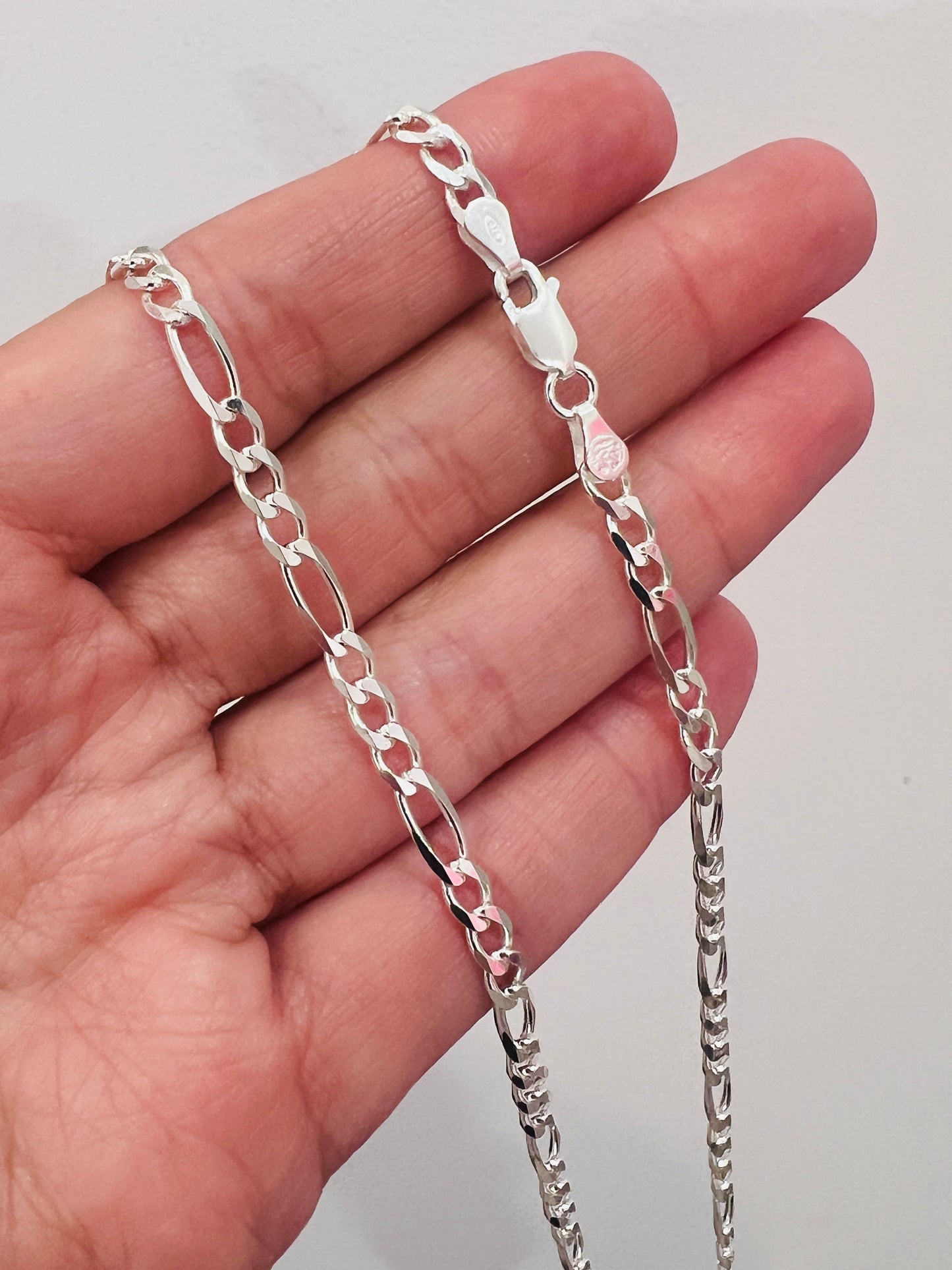 Sterling Silver Figaro Necklace | 4.5mm .925 Chain in 14"–24" Lengths