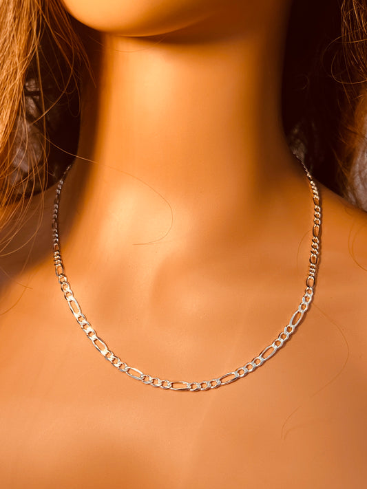 Sterling Silver Figaro Necklace | 4.5mm .925 Chain in 14"–24" Lengths