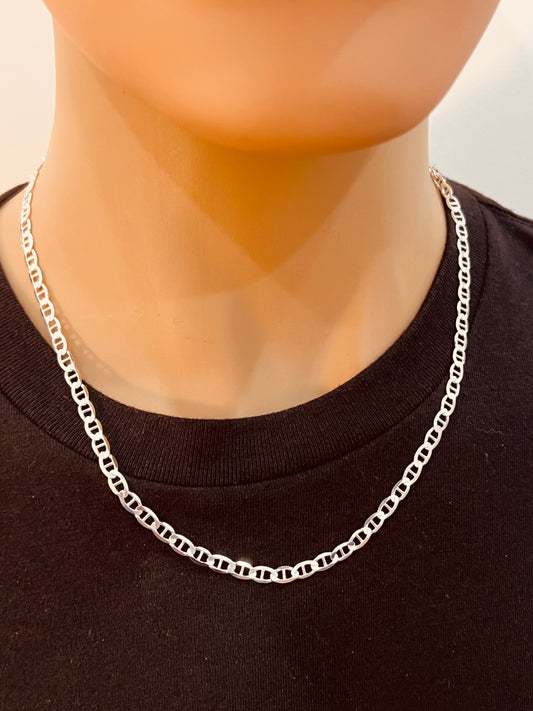Sterling Silver Mariner Link Chain | 3mm 925 Chain Necklace in Multiple Lengths