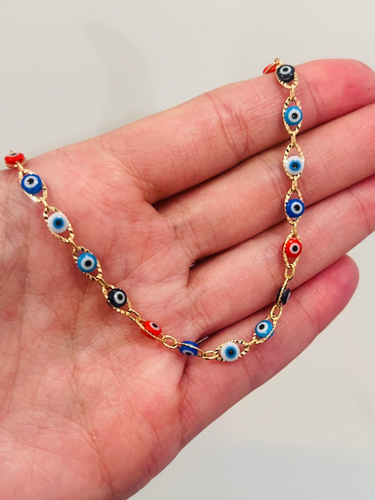 Gold Filled Evil Eye Anklet | Size: 10" | 3.5mm Charm