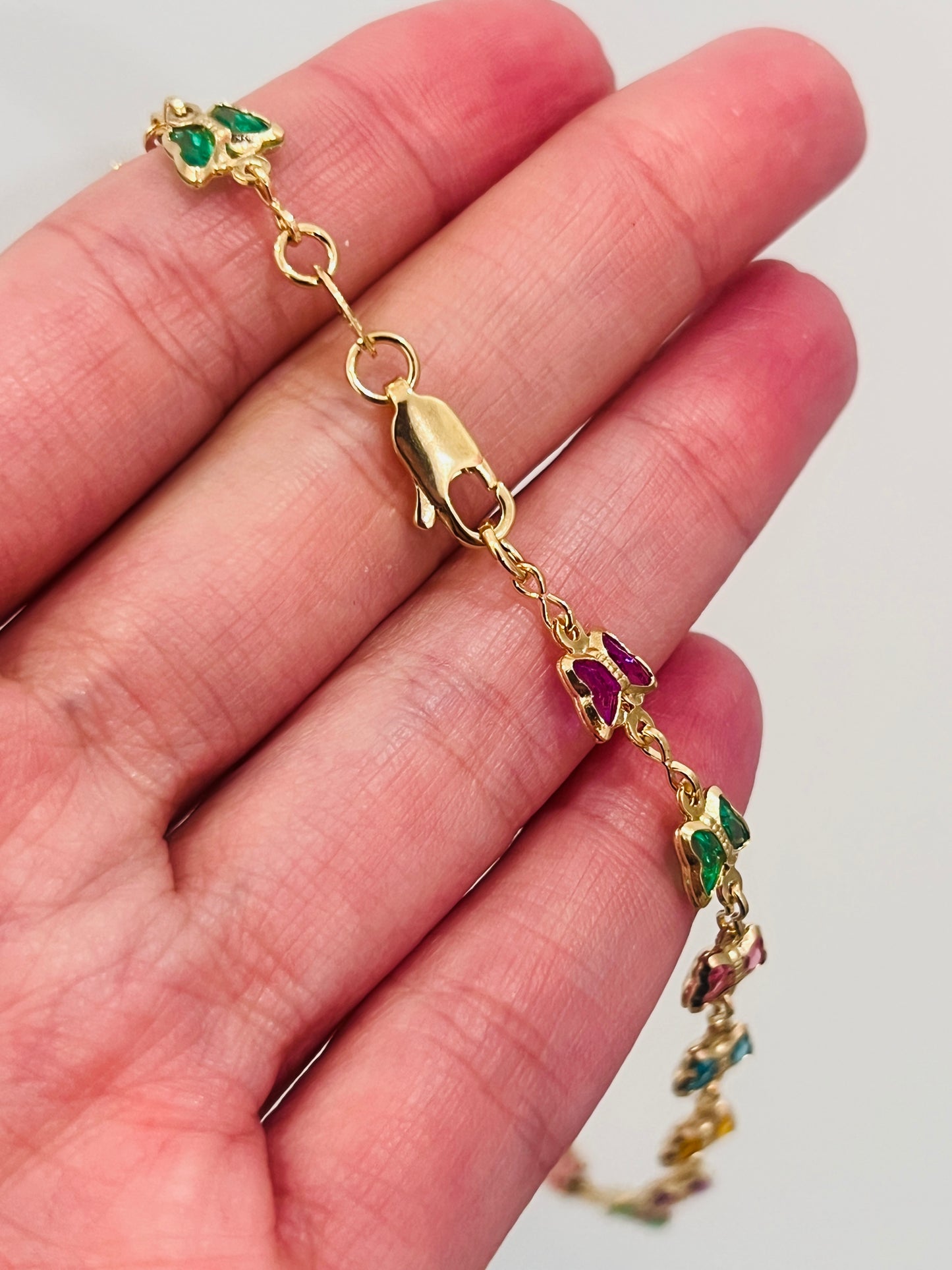 Gold Filled Butterfly Crystal Anklet | Size: 9.75" | 6mm Chain