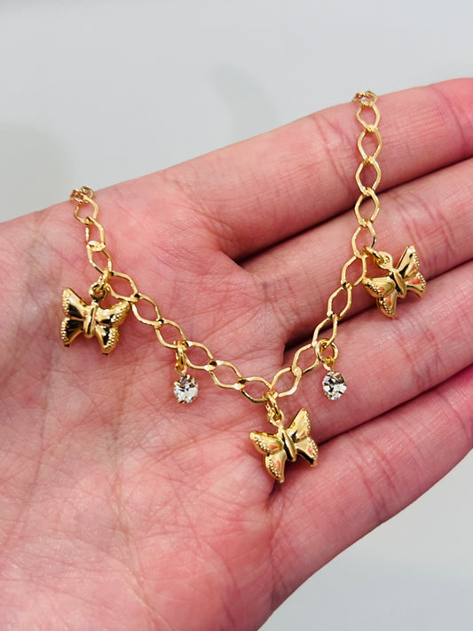 Gold Filled Bow Anklet | Dainty 9.5" 3mm Chain Charm