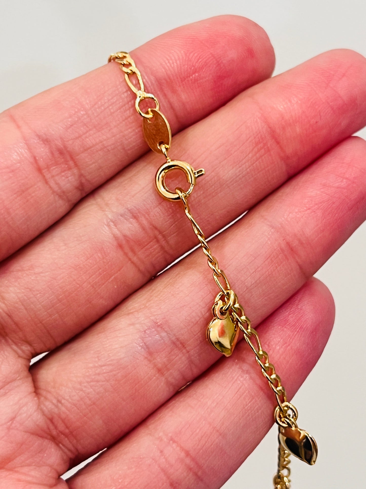 Gold Filled Dangling Heart Anklet | Size: 9.75" | 1.5mm Chain