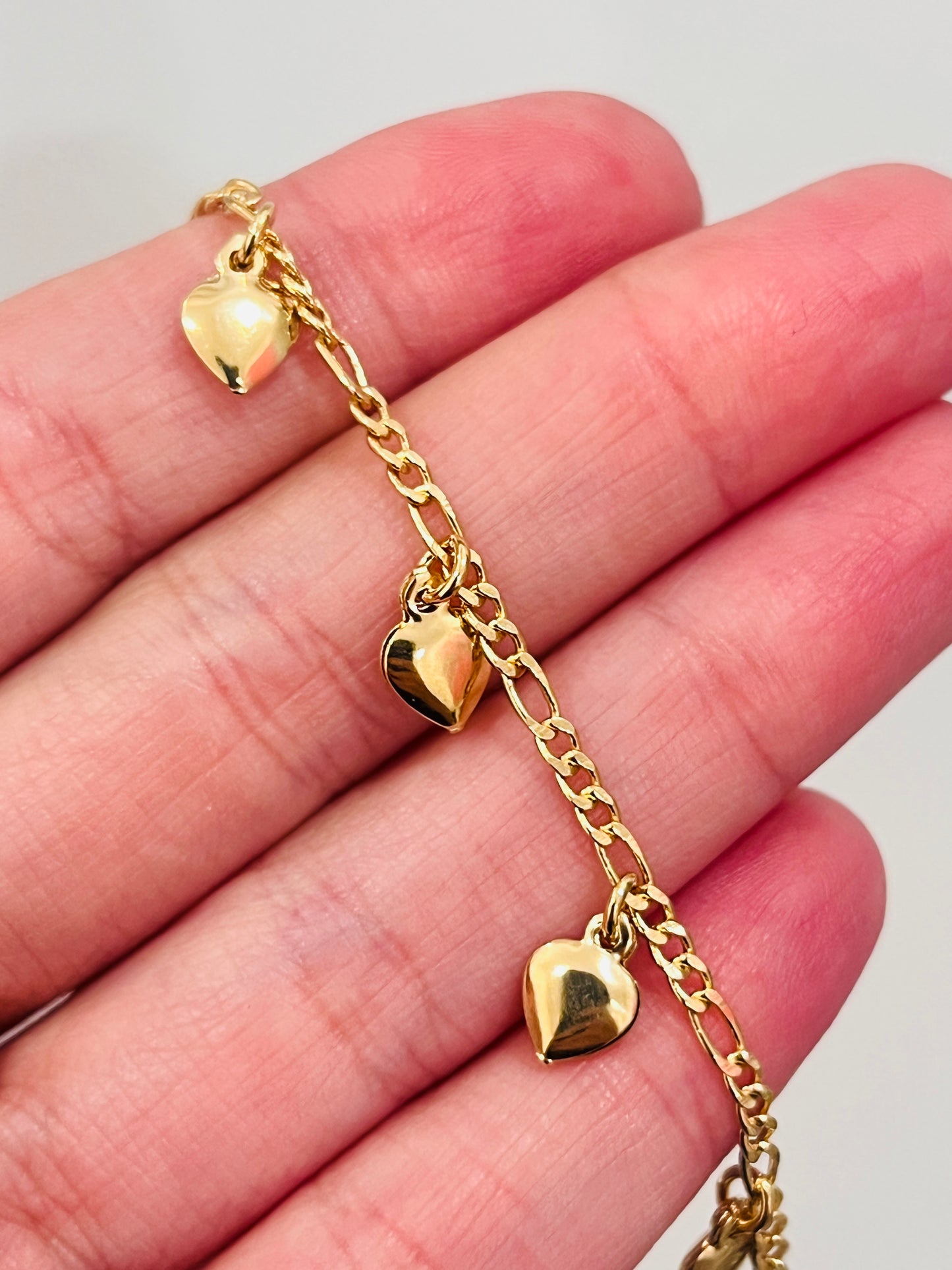 Gold Filled Dangling Heart Anklet | Size: 9.75" | 1.5mm Chain