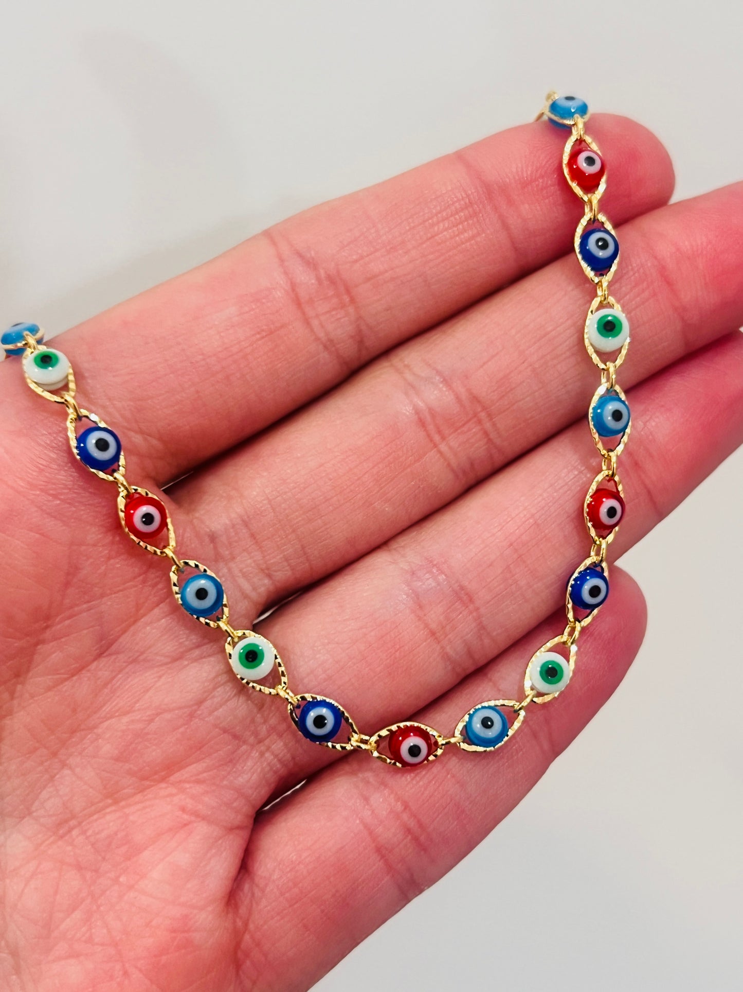 Gold Filled Evil Eye Anklet | Size: 9.5" | 3.5mm Evil Eye Charm