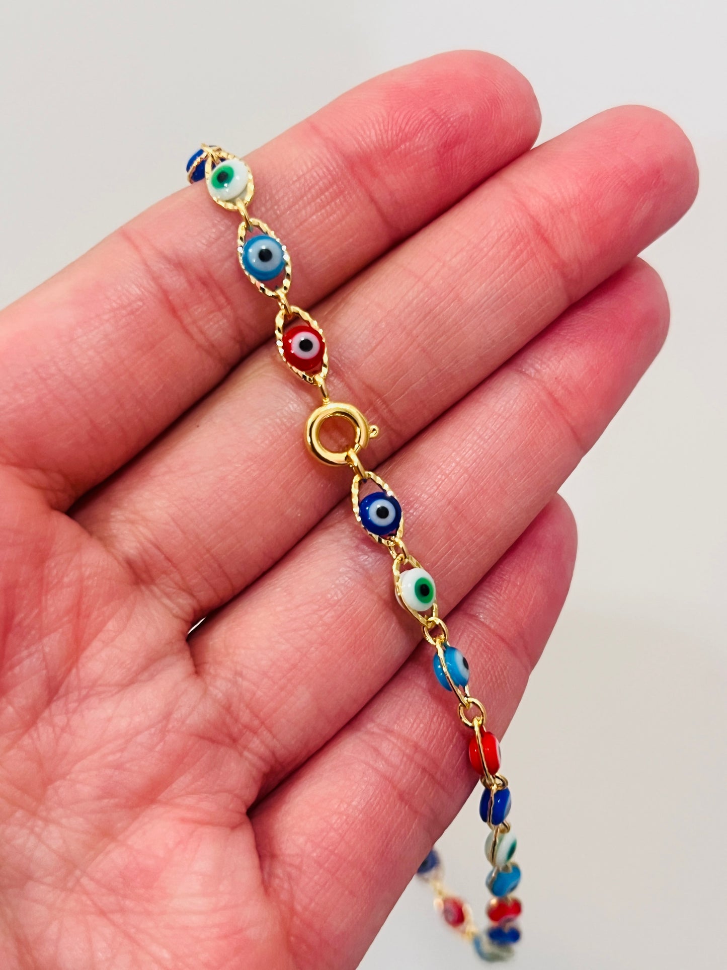Gold Filled Evil Eye Anklet | Size: 9.5" | 3.5mm Evil Eye Charm